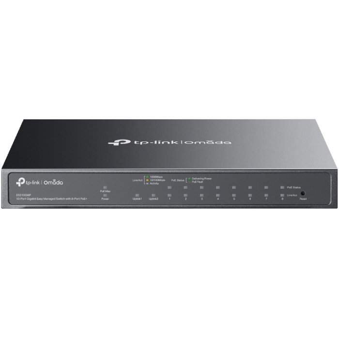 TP-Link Omada ES210GMP Switch Gestionado de 10 Puertos Gigabit con 8 Puertos PoE+